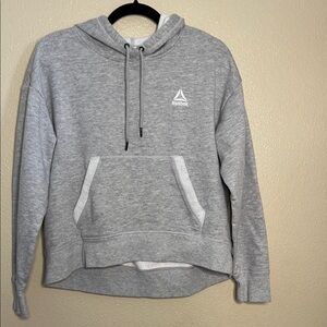 Reebok Gray Fleece Pullover Hoodie with Drawstring Hood size Large